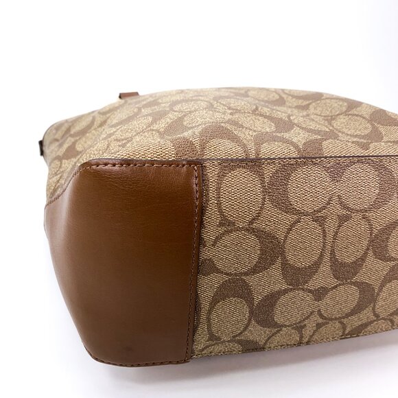 COACH Signature C Coated Canvas Brown Tote Shoulder Bag - J1723-F58294 - Picture 7 of 16